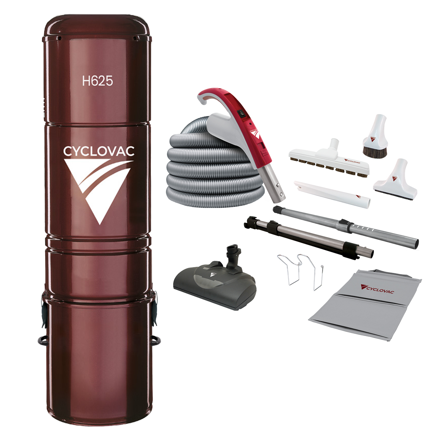 Cyclovac H625 Central Vacuum with WesselWerk EBK360 Cleaning set 35'