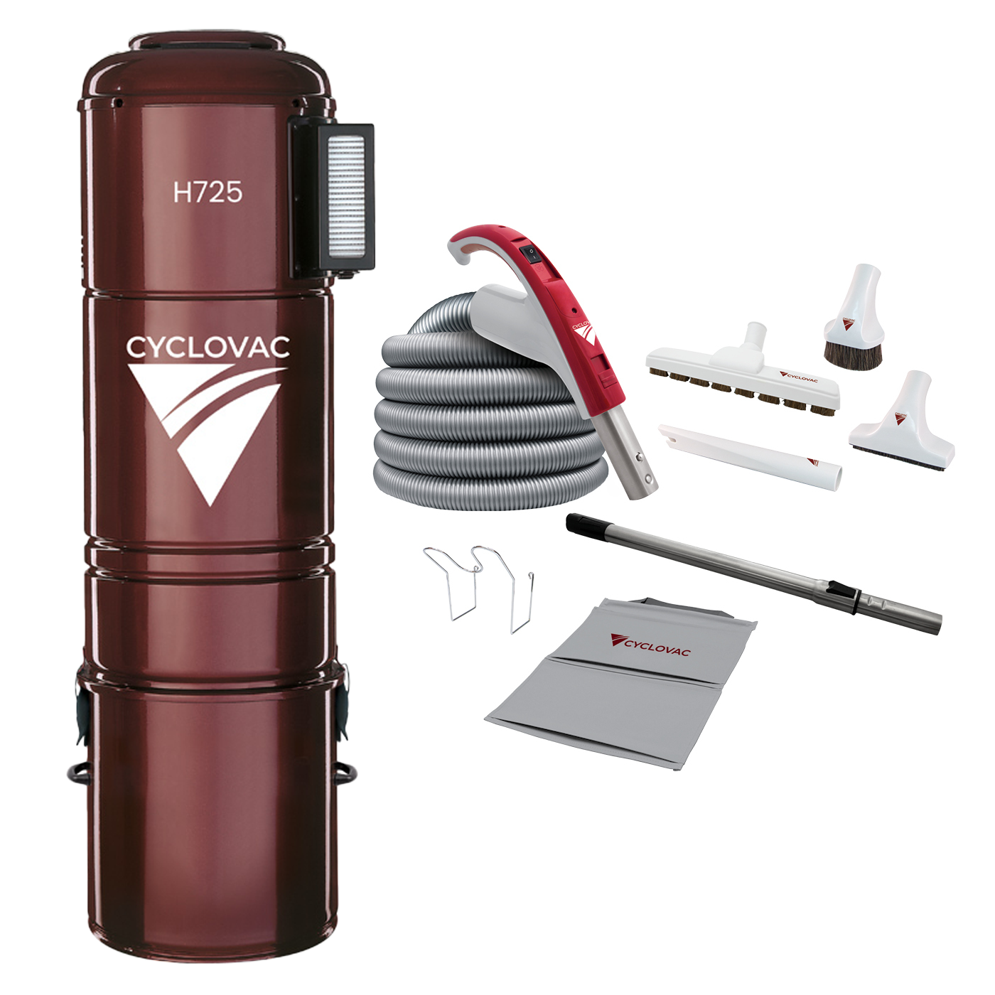 Cyclovac H725 Central Vacuum with Luxe 24v Cleaning set 35'