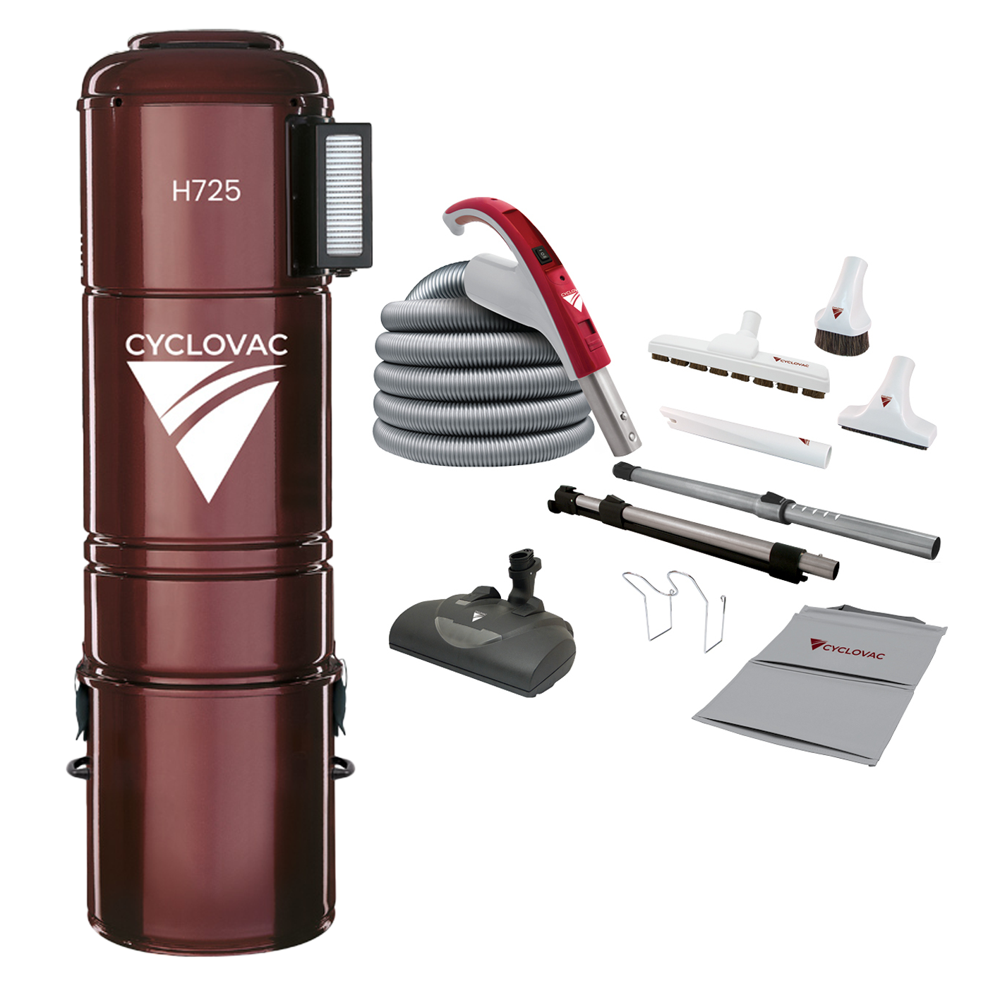 Cyclovac H725 Central Vacuum with WesselWerk EBK360 Cleaning set 35'