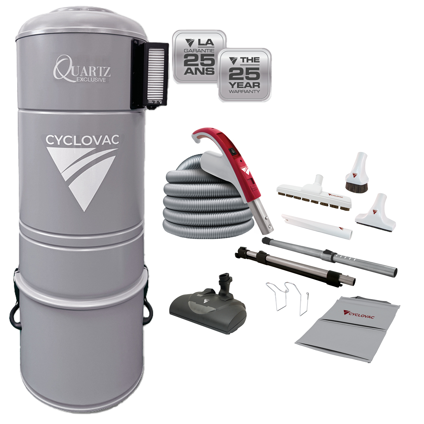 Cyclovac Quartz H725 Central Vacuum with Wessel Werk EBK360 Cleaning set 35'