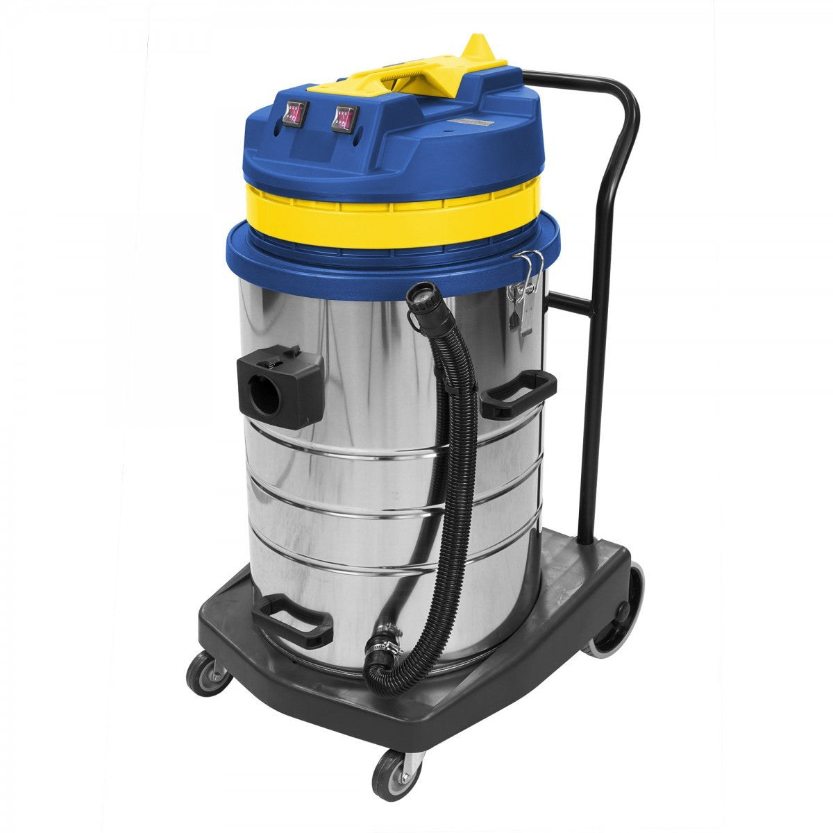 Commercial Wet & Dry Vacuum - Capacity of 18.5 gal (70 L) - Metal Tank on Trolley