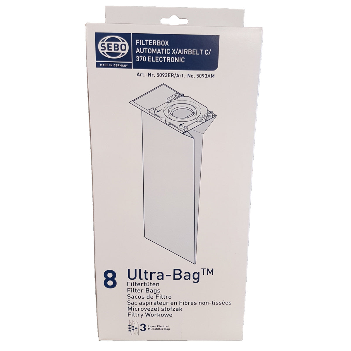 SEBO Automatic X / Airbelt C/ 370 series Vacuum Bags 8 pk SEBO Vacuum Plus Canada